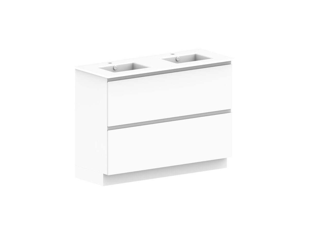 Posh Domaine Plus All-Drawer Twin 1200mm Floor Mounted Vanity Unit Double Bowl Ceramic Top