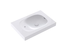Kado Lussi 700mm Right Hand Wall Basin with Overflow 1 Taphole Matte White Solid Surface