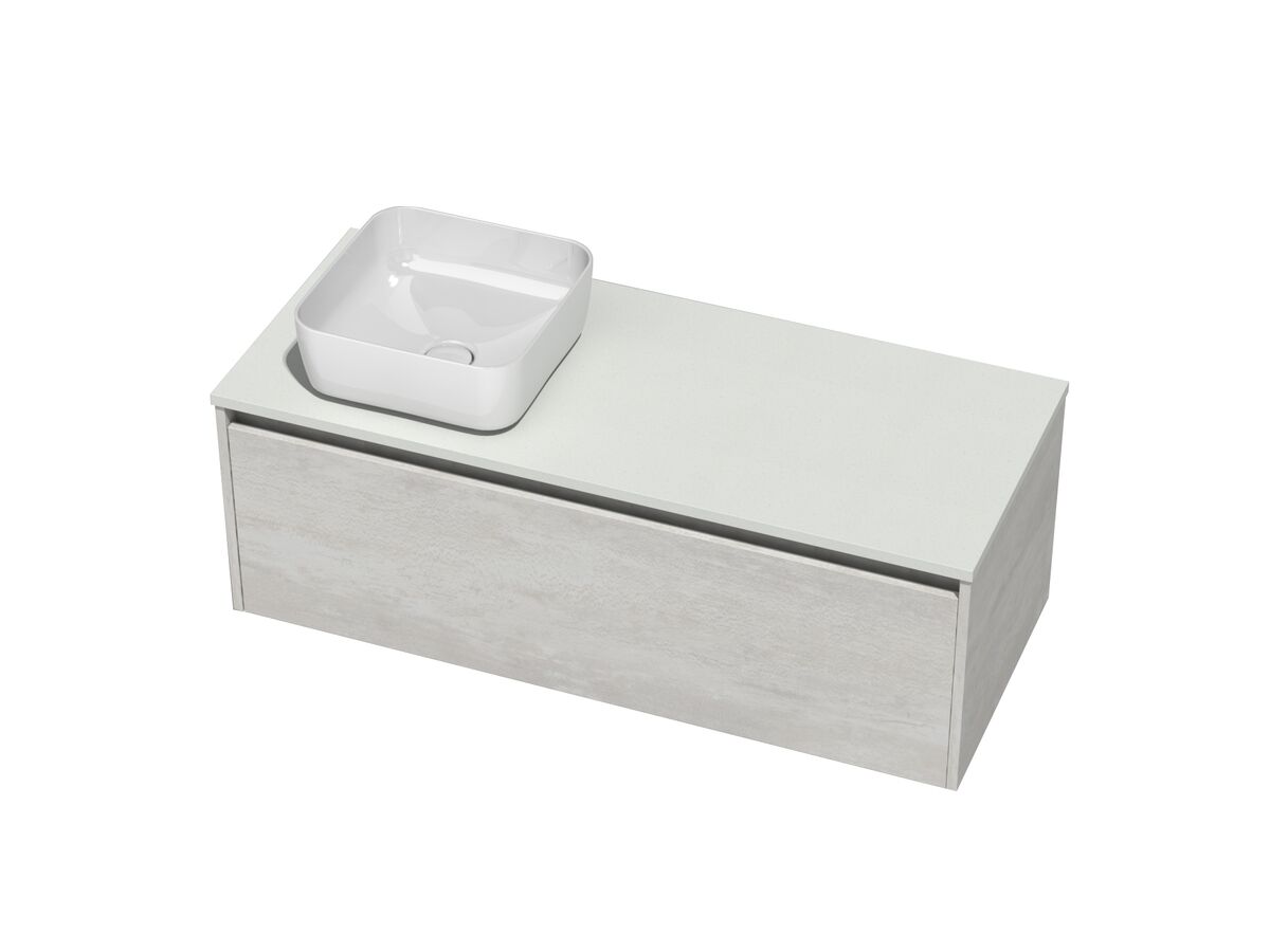 Kayla Wall Hung Vanity Unit 1200 I Drawer Cherry Pie Left Hand Square Basin Woodgrain