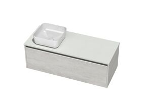 Kayla Wall Hung Vanity Unit 1200 I Drawer Cherry Pie Left Hand Square Basin Woodgrain