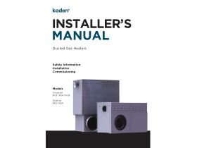 Installer's Manual - Kaden Ducted Gas Heaters