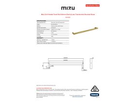Specification Sheet - Mizu Drift Heated Towel Rail 830mm (Each) (Less Transformer) Brushed Brass