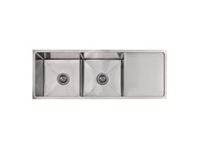 Memo Zenna Double Bowl Sink No Taphole with Reversible Drainer Stainless Steel