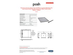 Specification Sheet - Posh Solus Tile Over Shower Tray with 860mm Long Rear Matte Black Tile Insert Channel Suits Tiles 9mm and up (For 2 Wall / Corner Install) 900mm x 1200mm