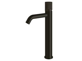 Milli Pure Extended Basin Mixer Tap Curved Spout with Linear Textured Handle Matte Black (5 Star)