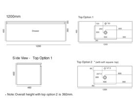 Tasca Wall Hung Vanity 1 Drawer Single Bowl 1200mm