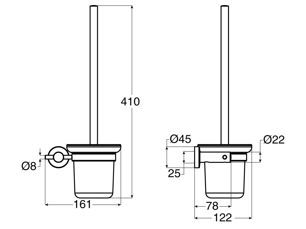 Posh Solus MK2 Toilet Brush and Glass Holder Chrome from Reece