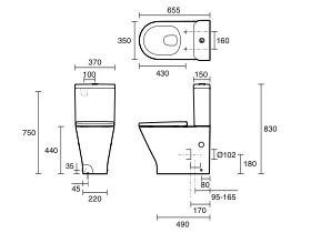 Roca The Gap Round Close Coupled Back to Wall Rimless Overheight Back Inlet Thick Seat (4 Star)