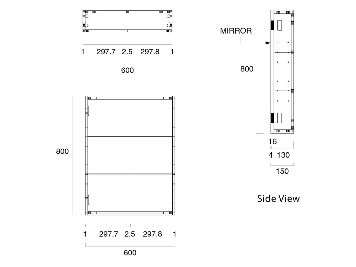 Posh Solus Mirror Cabinet 600 x 800mm Silk Gloss