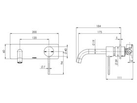 Phoenix Vivid Slimline Wall Basin Mixer Set Curved 180mm Brushed Nickel (6 Star)