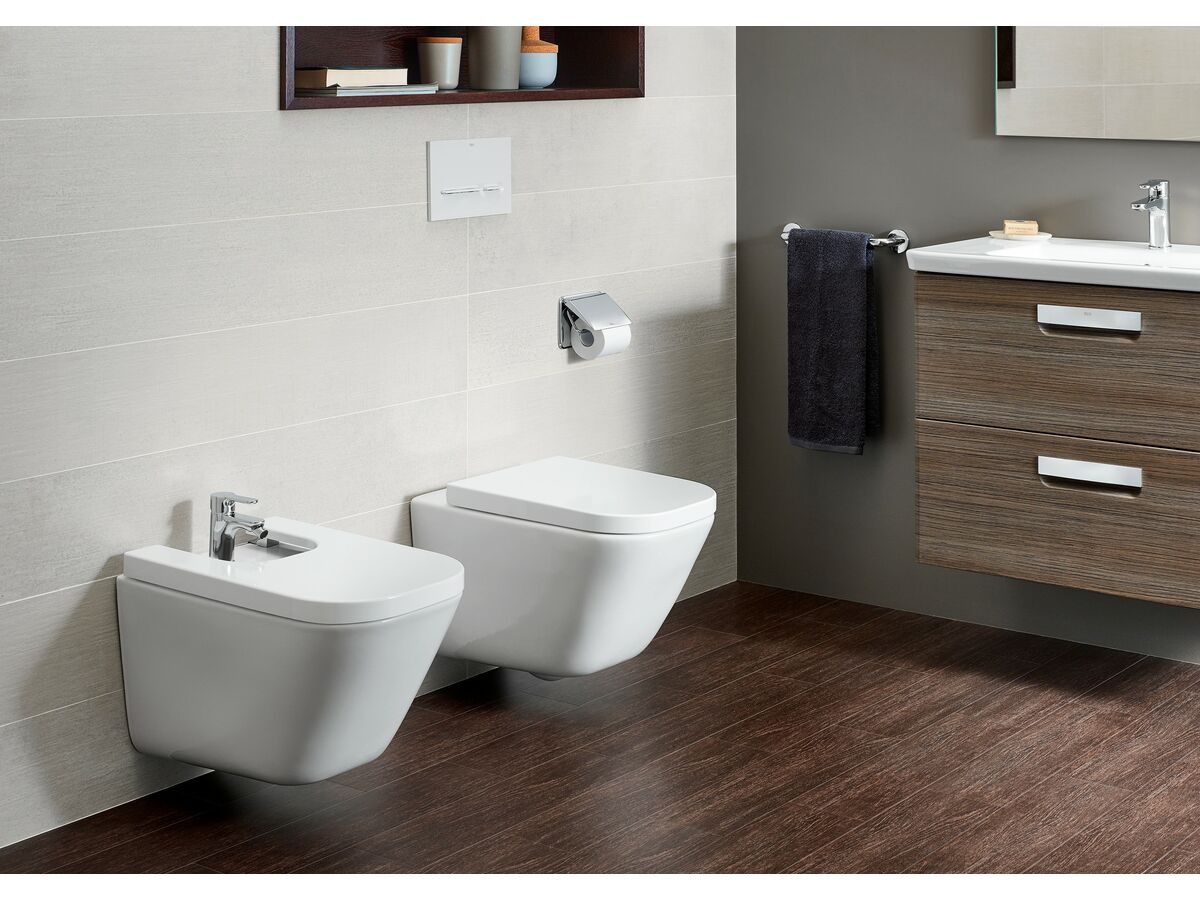 Roca The Gap Rimless Wall Hung Pan Soft Close Quick Release Toilet Set