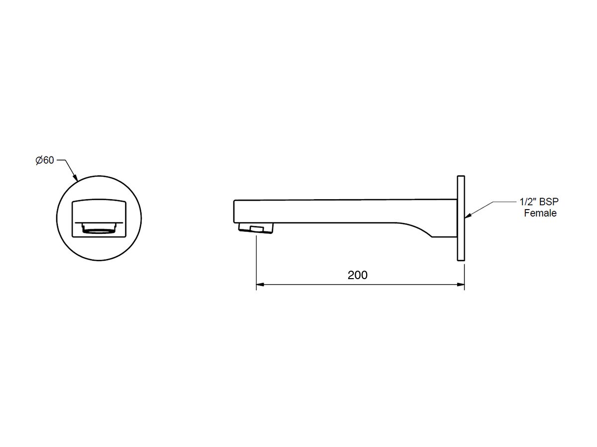 Yeva Wall Bath Outlet 200mm Chrome from Reece