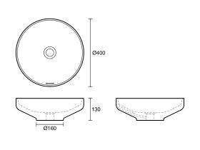 Omvivo Venice Compact 400 Counter Basin Round with Overflow Solid Surface White