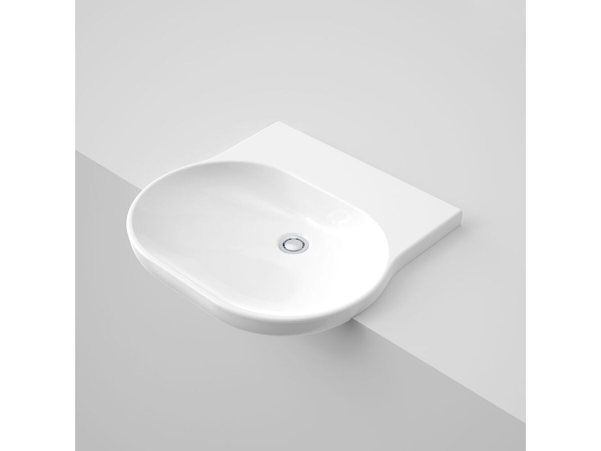 Caroma Opal Sole Semi Recessed Basin without Overflow No Taphole 550mm White