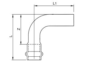 >B< Press Stainless Steel Elbow Plain End 90 Degree