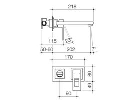Quatro Wall Basin Mixer Loop 200mm Outlet Chrome (6 Star)