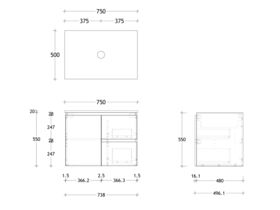 Posh Domaine 750mm Wall Hung Vanity Unit Conventional Friday Top (no basin)