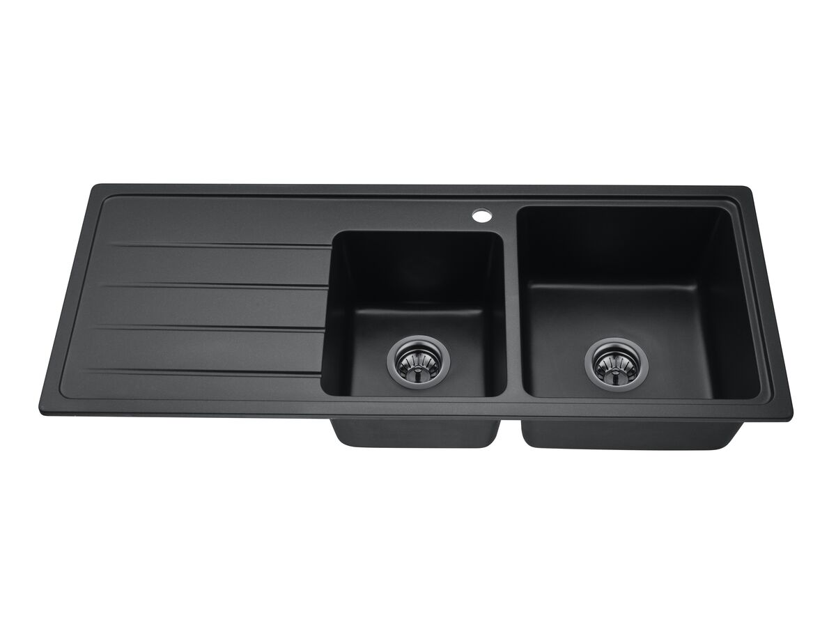 Memo Hugo 1 & 3/4 Bowl Sink 1 Taphole Right Hand Bowl with Drainer