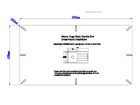 Cut Out Template (Undermount) - Memo Hugo Single Bowl Sink Reversible (With or Without Taphole) with Drainer Granite Black