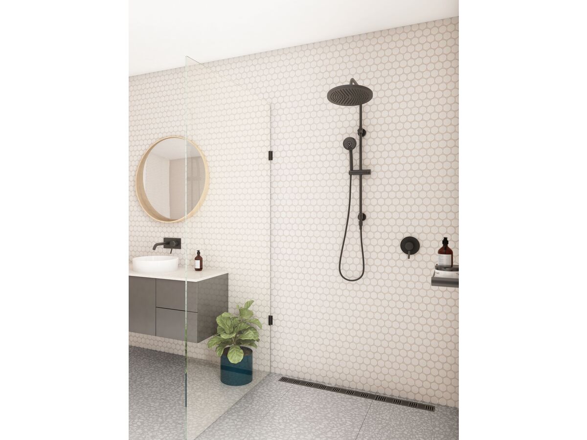 Mizu Drift Twin Rail Shower with 300 ABS Overhead with Top Rail Water
