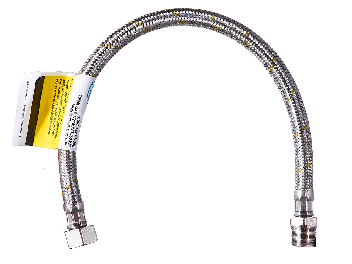 Dura Flex Hose 10mm Gas (1/2" Male & Female) 450mm from Reece
