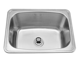 POSH Solus Flat Rim Trough 70 Litres No Tapholes Stainless Steel