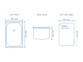 Milena 32 Litre Inset Tub No Tapholes Stainless Steel