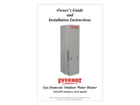 Owners Guide & Installation Instructions - Everhot 450 5 star Natural Gas Stainless Steel Hot Water System