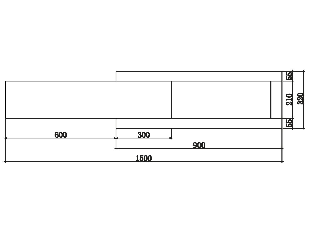 Mizu Bloc Wall Hung Vanity Unit No Basin 1500mm Black/ White