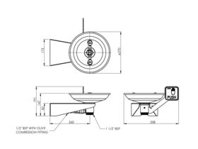 Wall Mounted Eye Wash Hand Operated Stainless Steel