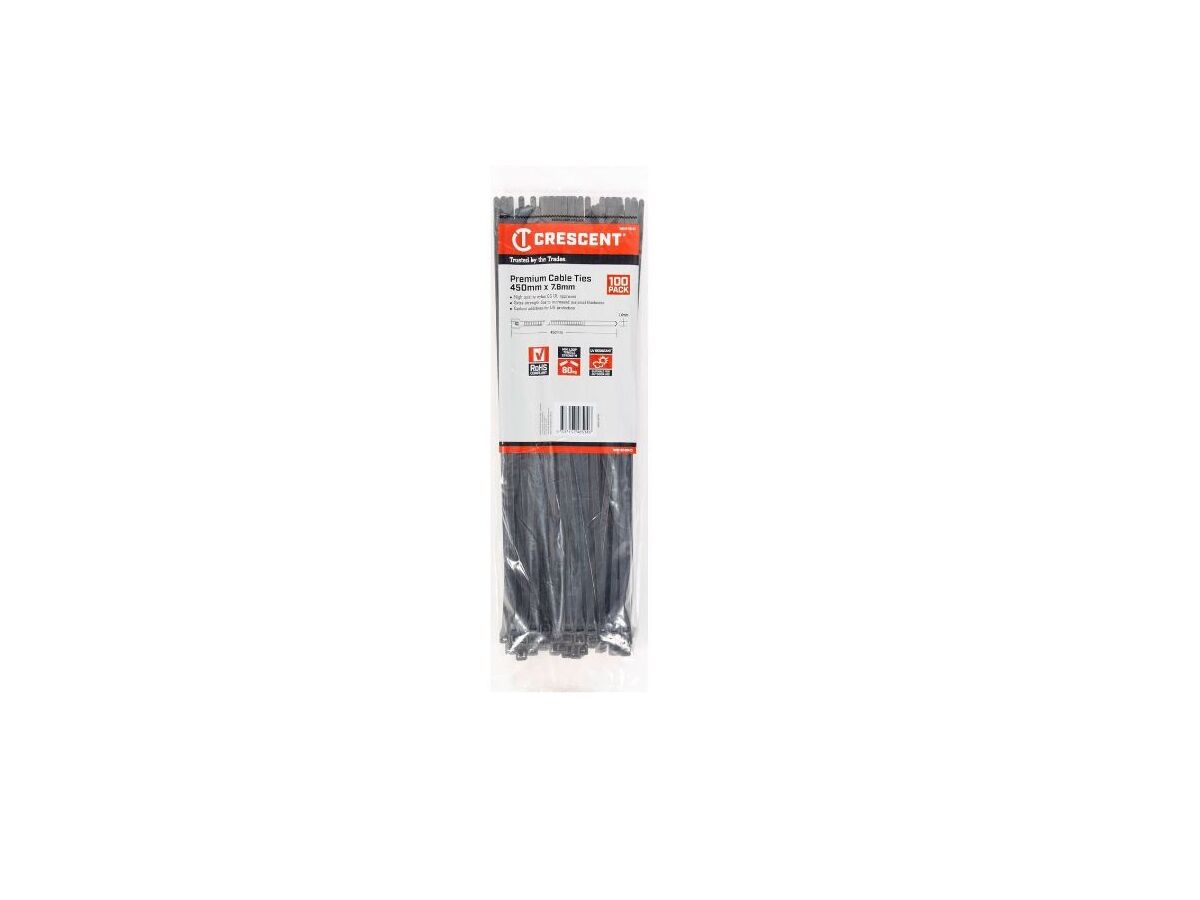 Cable Ties Plastic 450mm x 8mm Black (100)