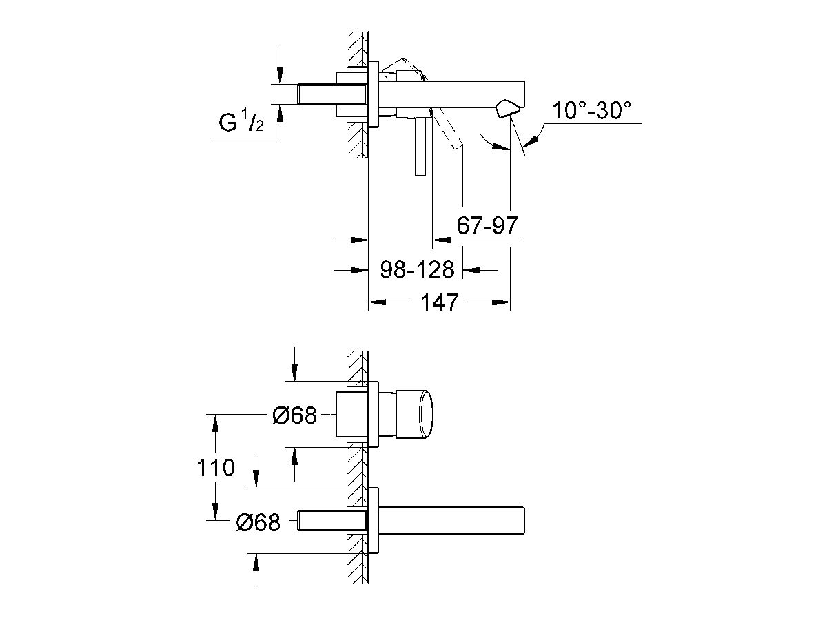 GROHE Concetto Wall Bath Mixer Tap Set 147mm Chrome from Reece