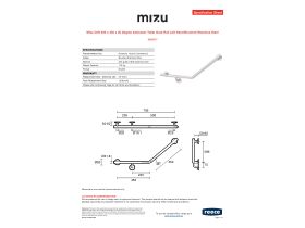 Specification Sheet - Mizu Drift 450 x 450 x 40 Degree Ambulant Toilet Grab Rail Left Hand Brushed Stainless Steel