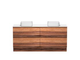 Kado Arc Timber Vanity Unit with Kick 1800mm Double Bowl Cor Top Red Tulip