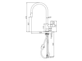 Technical Drawing - Nobili Flag Pull Out Sink Mixer