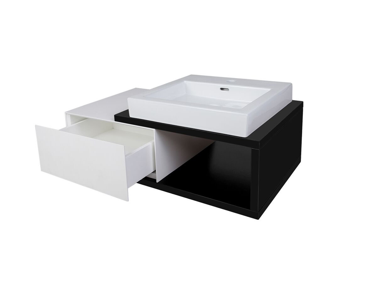 Mizu Bloc Wall Hung Vanity Unit No Basin 900mm Black/ White