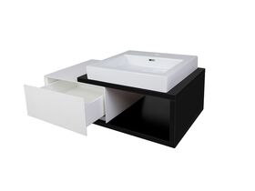 Mizu Bloc Wall Hung Vanity Unit No Basin 900mm Black/ White