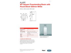 Technical Guide - Alape WT Square Freestanding Basin with Round Bowl 325mm White