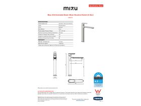 Specification Sheet - Mizu Silk Extended Basin Mixer Brushed Nickel (6 Star)
