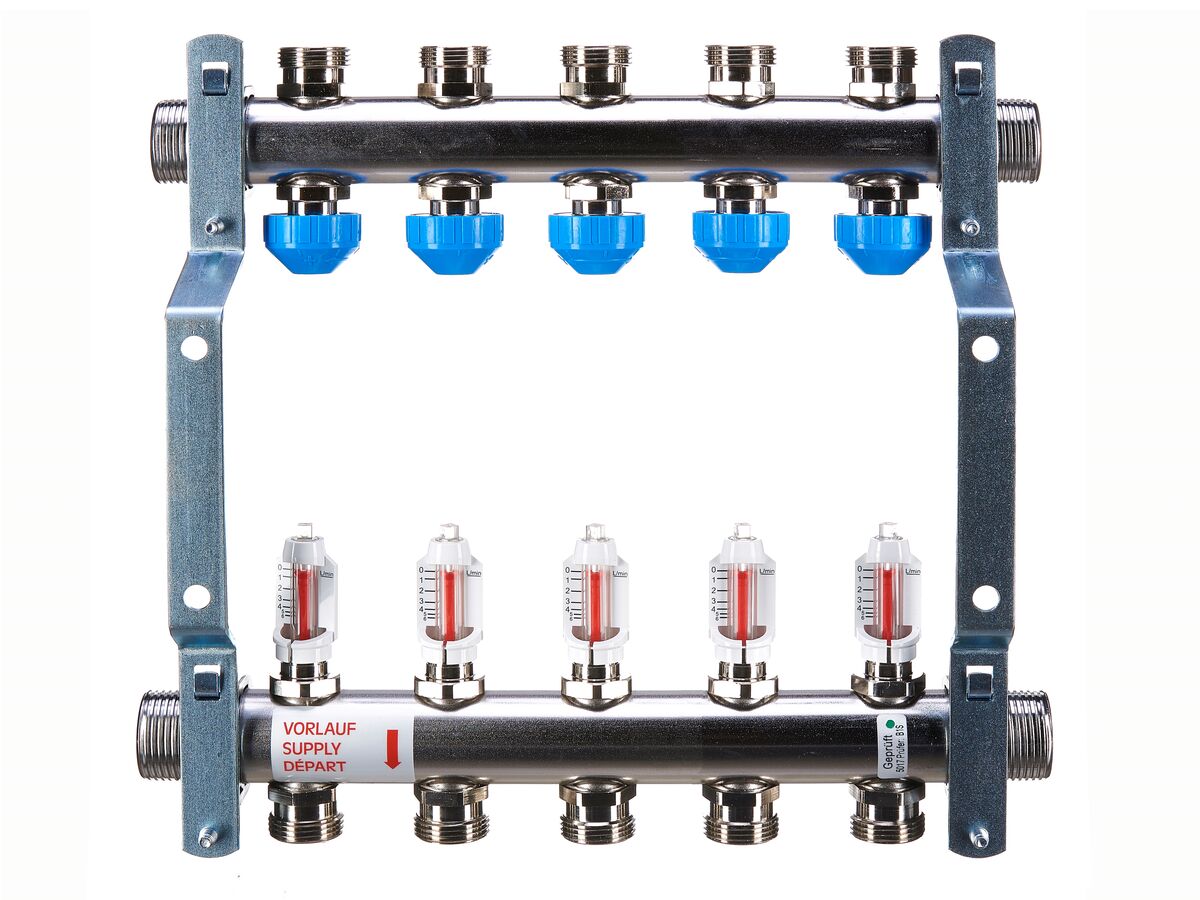 Rehau Manifold Flowmeter HKVD Stainless Steel 5 Circuits from Reece