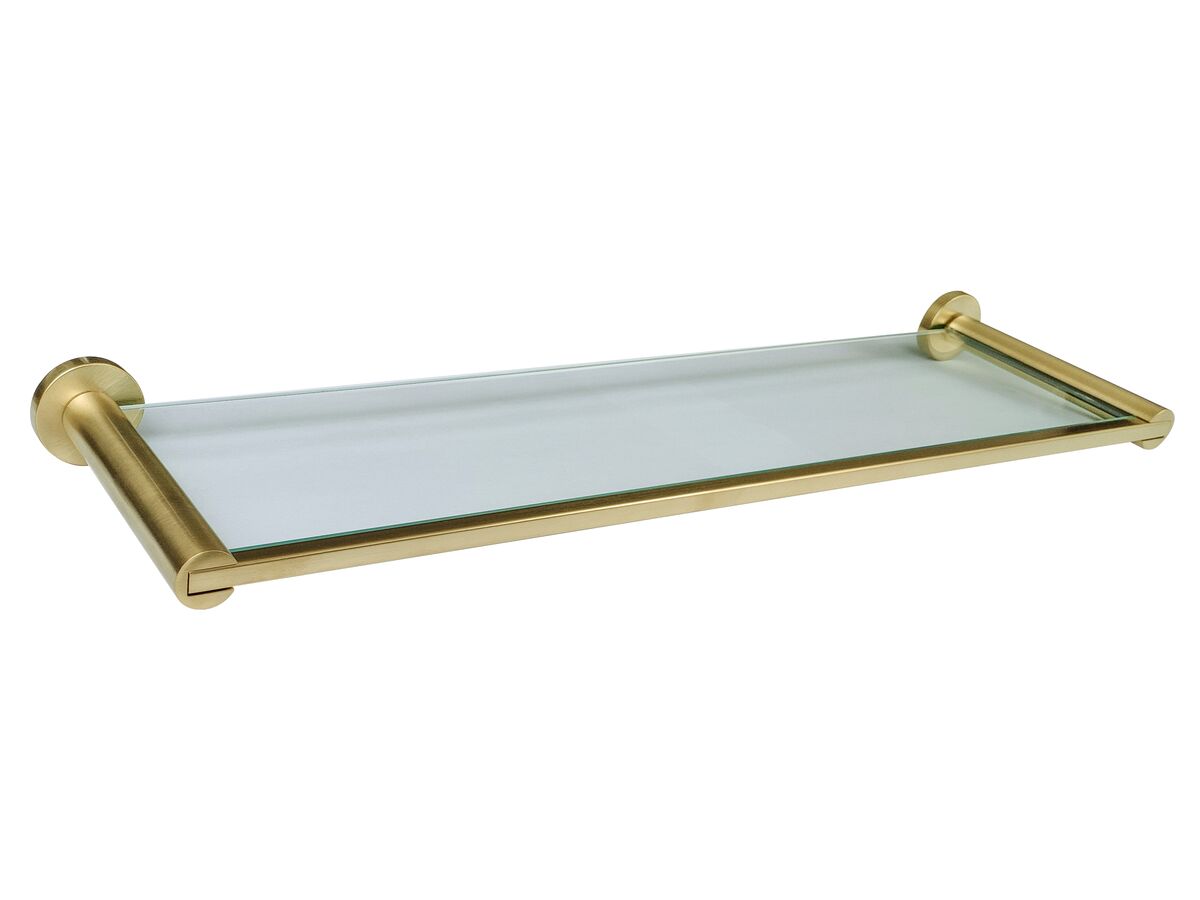 Mizu Drift Glass Shelf Brushed Brass