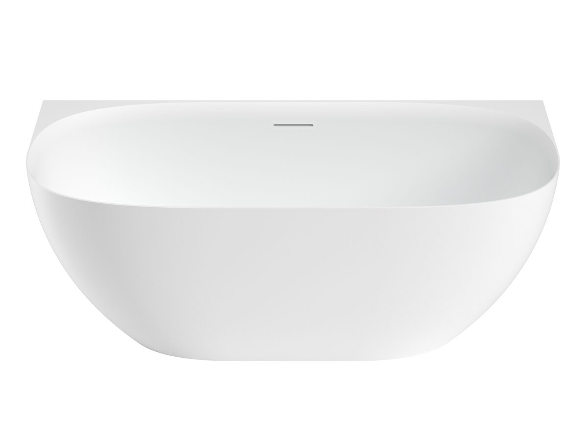 Kado Lussi Cast Solid Surface Freestanding Thin Edge Back to Wall Bath with Plug & Waste 1700mm White