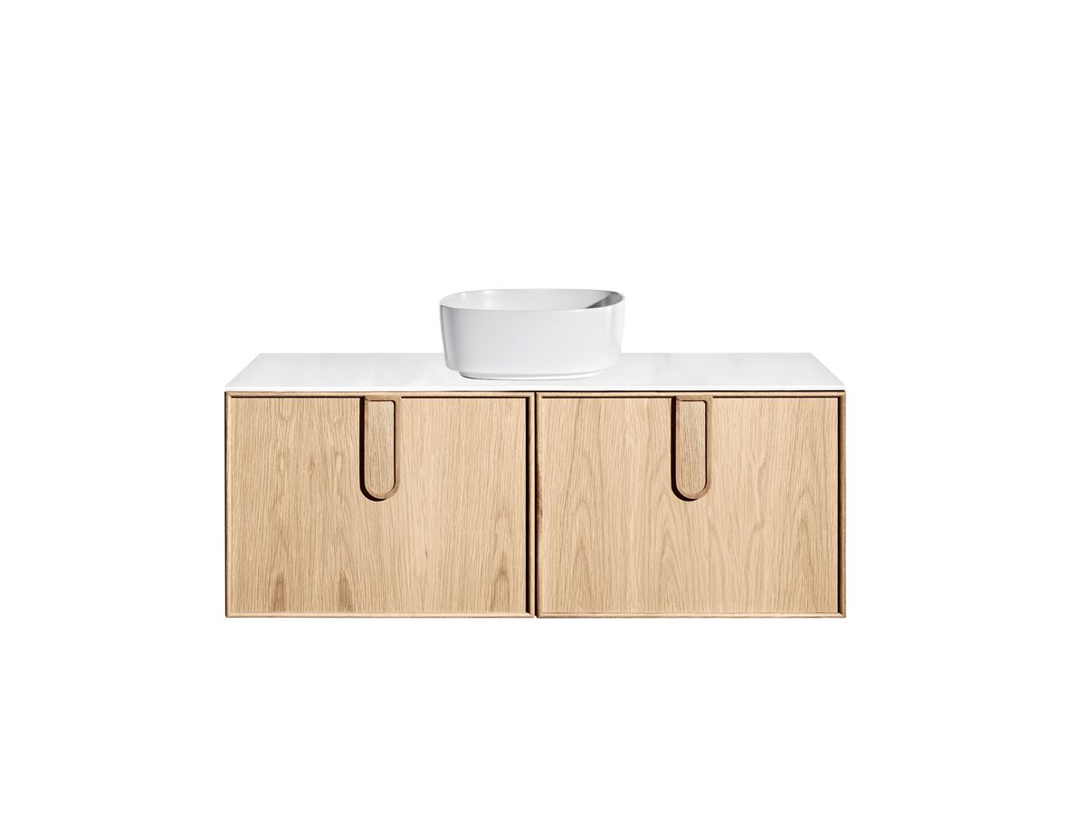 ISSY Adorn Above Counter or Semi Inset Wall Hung Vanity Unit with Two Drawers & Internal Shelves with Petite Handle 113