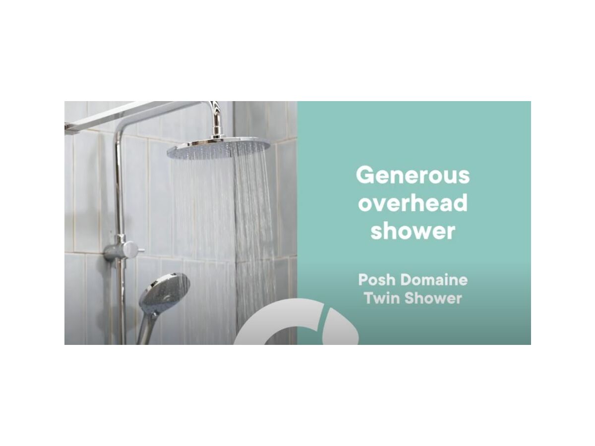 Posh Domaine Twin Rail Shower with Top Rail Water Inlet Chrome (3 Star