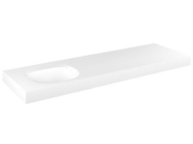 Kado Lussi 1500mm Single Left Hand Bowl Rear Shelf Wall Basin with Overflow Matte White Solid Surface