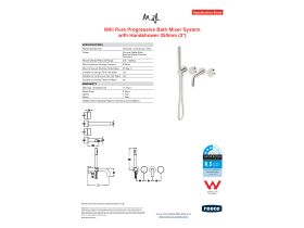 Specification Sheet - Milli Pure Progressive Bath Mixer System 250mm with Handshower Right Hand
