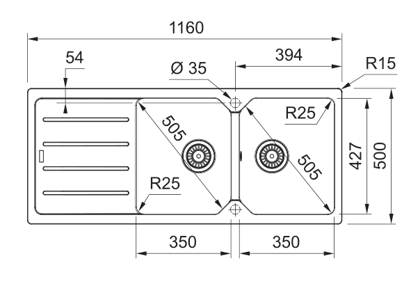 Franke Urban City UCG621 Granite Double Bowl Inset Sink with Drainer