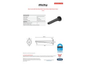 Specification Sheet - Mizu Soothe MK2 Wall Basin/Bath Outlet 250mm Matte Black (6 Star)