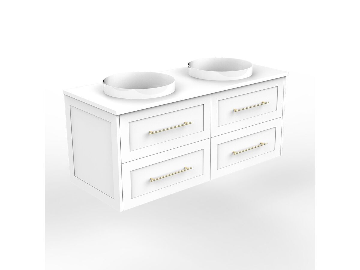 Kado Lux 1200mm All Drawer Wall Hung Vanity Unit 4 Drawers Double Bowl