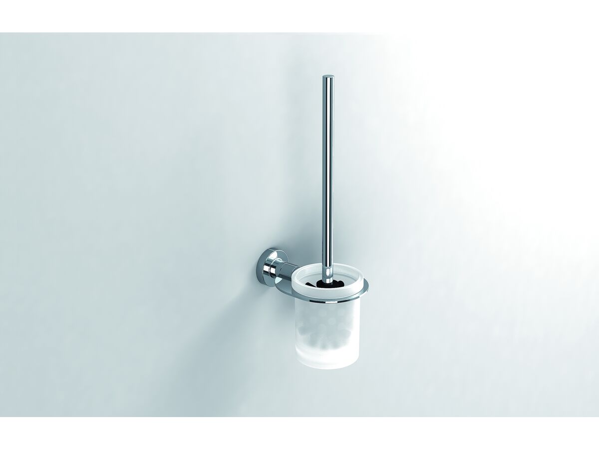 Sonia Tecno Wall Mounted Toilet Brush Set Chrome/ Glass from Reece